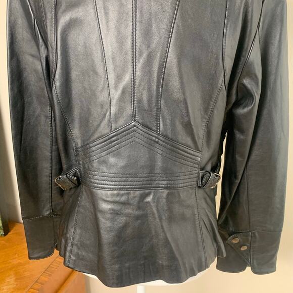 NEW A.n.a Sz L Genuine Buttery Soft Lambskin Leather Moto Jacket Black Full Zip - Picture 8 of 13